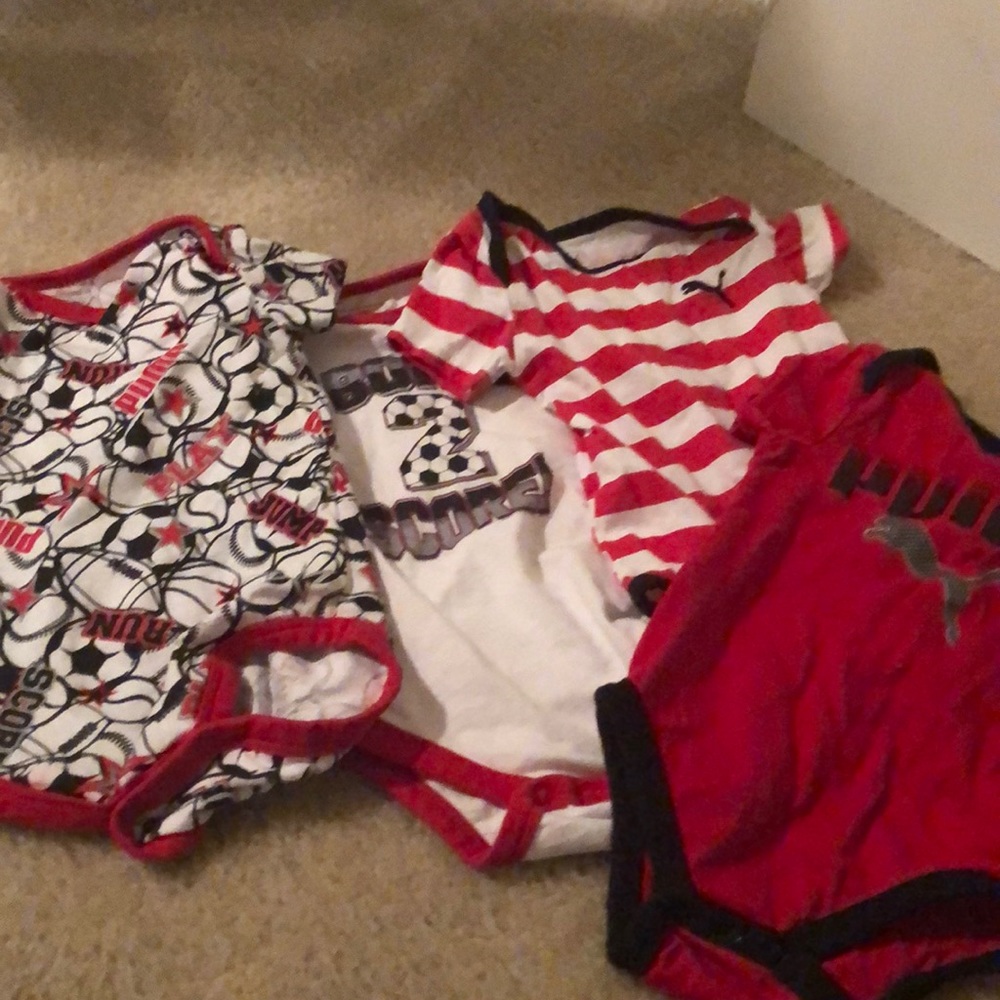 Boys 6-9 month Puma 4 pack onesies